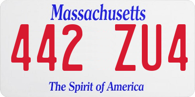 MA license plate 442ZU4