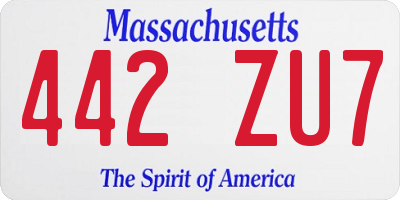 MA license plate 442ZU7