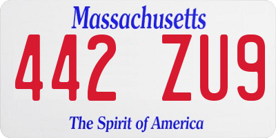 MA license plate 442ZU9