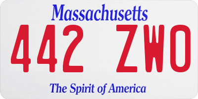 MA license plate 442ZW0
