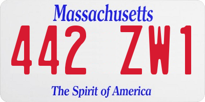 MA license plate 442ZW1