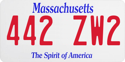 MA license plate 442ZW2
