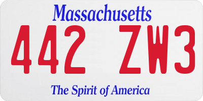 MA license plate 442ZW3