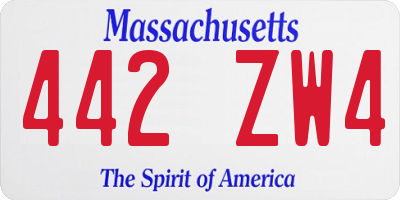 MA license plate 442ZW4