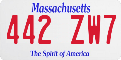 MA license plate 442ZW7