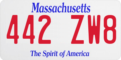 MA license plate 442ZW8