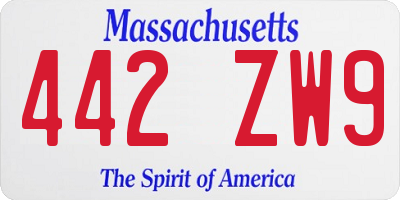 MA license plate 442ZW9