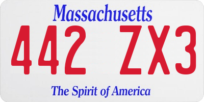 MA license plate 442ZX3