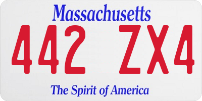 MA license plate 442ZX4