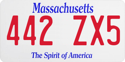 MA license plate 442ZX5