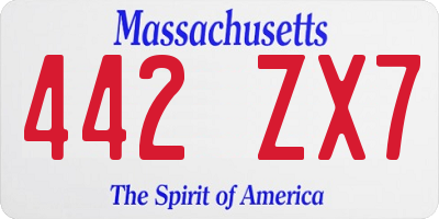 MA license plate 442ZX7