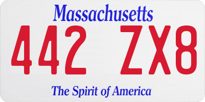 MA license plate 442ZX8