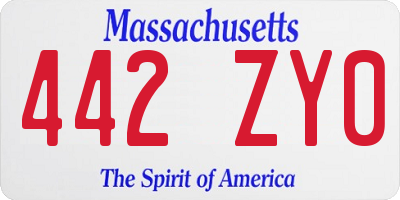 MA license plate 442ZY0