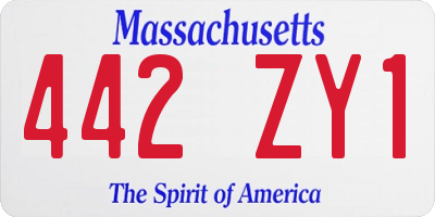 MA license plate 442ZY1