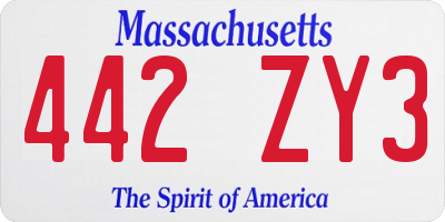 MA license plate 442ZY3