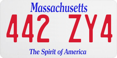 MA license plate 442ZY4
