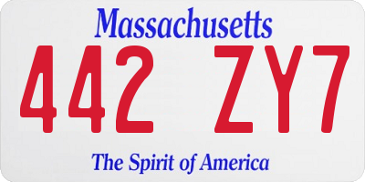 MA license plate 442ZY7