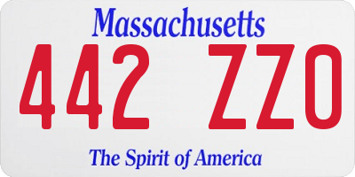 MA license plate 442ZZ0