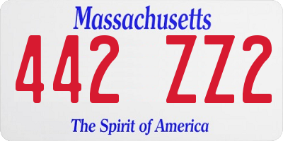 MA license plate 442ZZ2