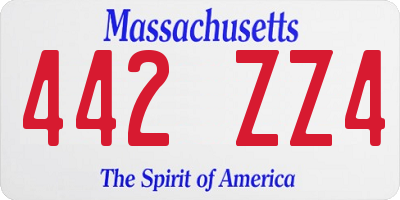 MA license plate 442ZZ4