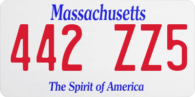 MA license plate 442ZZ5