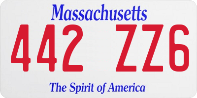 MA license plate 442ZZ6