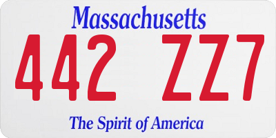 MA license plate 442ZZ7