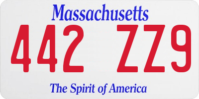 MA license plate 442ZZ9