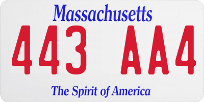 MA license plate 443AA4