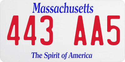 MA license plate 443AA5