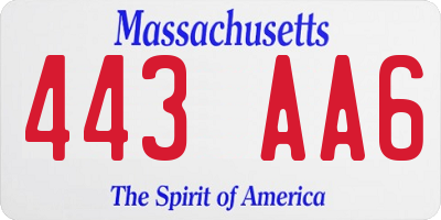 MA license plate 443AA6