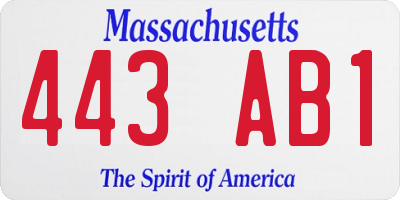 MA license plate 443AB1