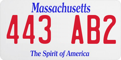 MA license plate 443AB2