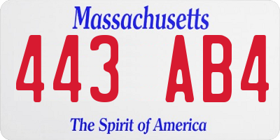 MA license plate 443AB4