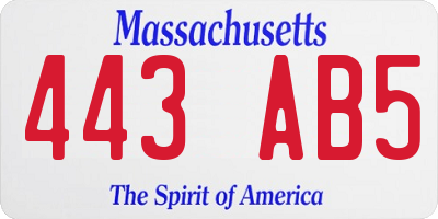 MA license plate 443AB5