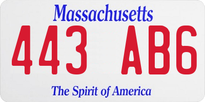 MA license plate 443AB6