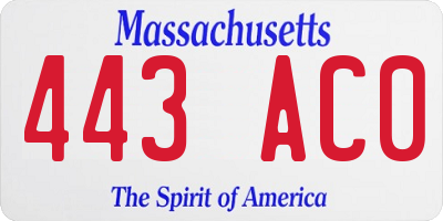 MA license plate 443AC0