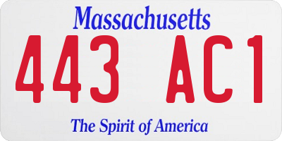 MA license plate 443AC1
