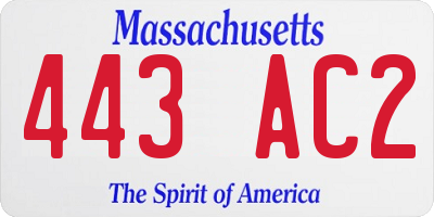 MA license plate 443AC2