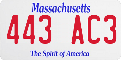 MA license plate 443AC3