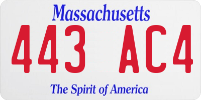 MA license plate 443AC4
