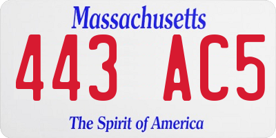 MA license plate 443AC5