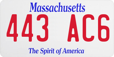 MA license plate 443AC6
