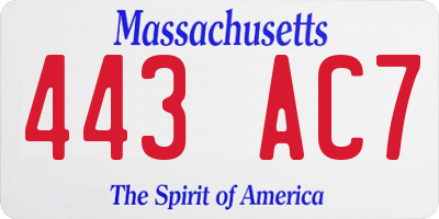 MA license plate 443AC7