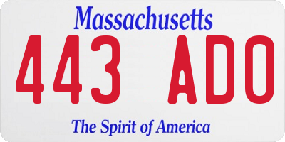 MA license plate 443AD0
