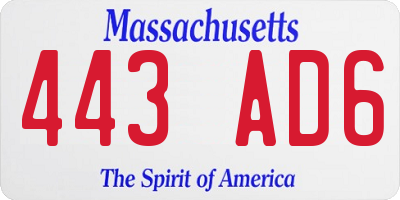 MA license plate 443AD6