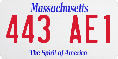 MA license plate 443AE1
