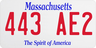 MA license plate 443AE2