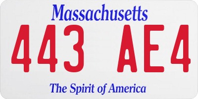 MA license plate 443AE4
