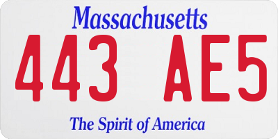 MA license plate 443AE5